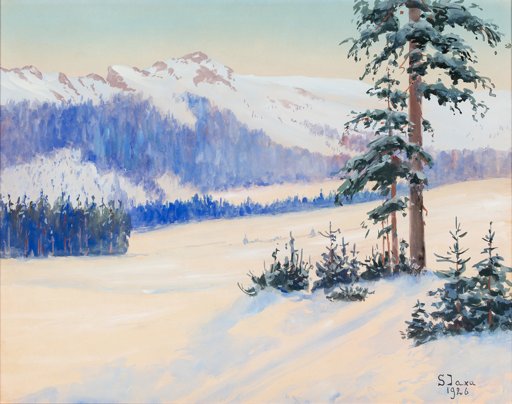Soter Jaxa-Małachowski (1867-1952) "Zima w Tatrach", 1926 rok, źródło: Salon Dzieł Sztuki Connaisseur