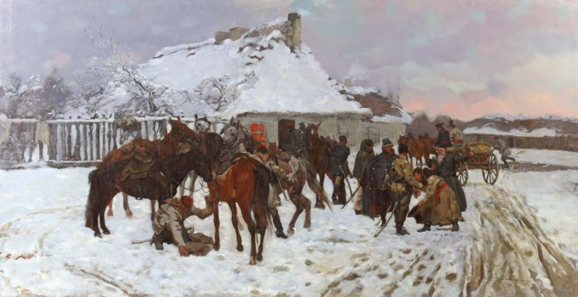 Józef Chełmoński (1849-1914), "Scena z powstania styczniowego", 1885 rok, źródło: Yves Siebers Auctionen