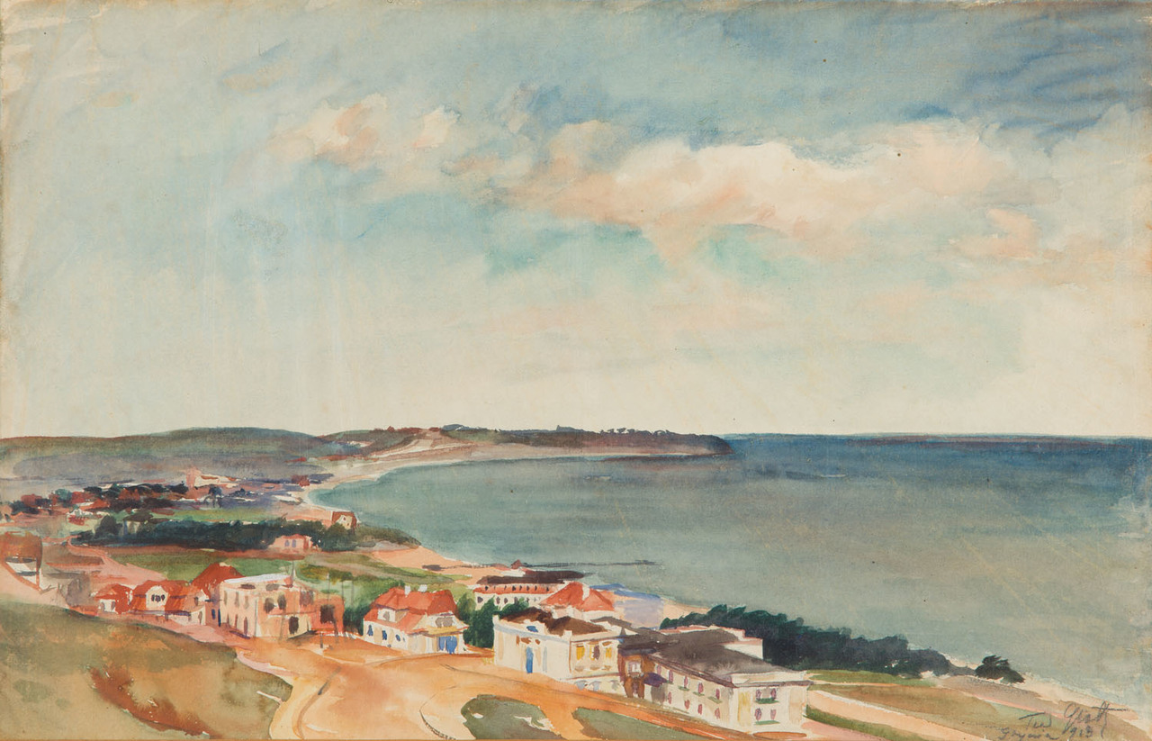 Teodor Grott (1884-1972), "Gdynia", 1923 rok, akwarela, źródło: Desa Unicum