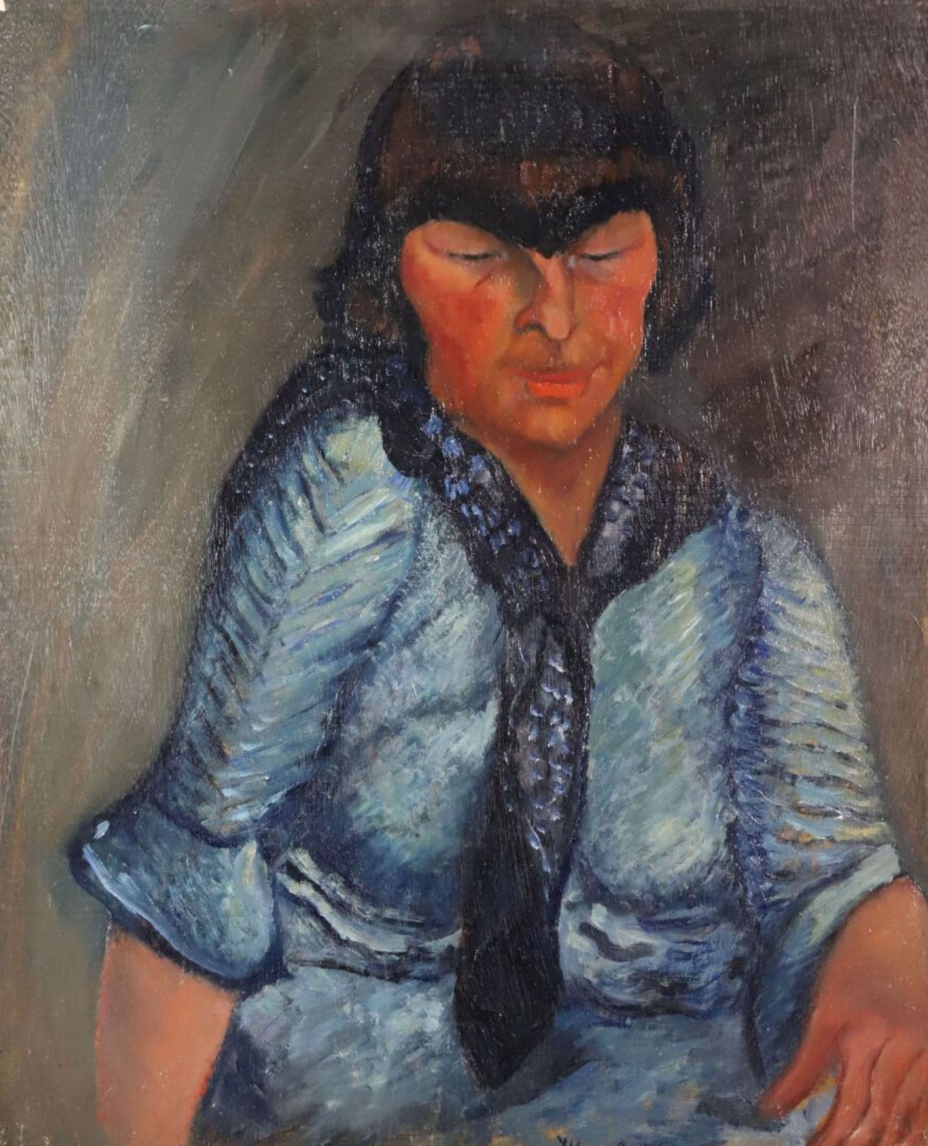 Jakub Koziebrodzki (1887-1948) "Portret w błękitach", źródło: Bayeux Enchères