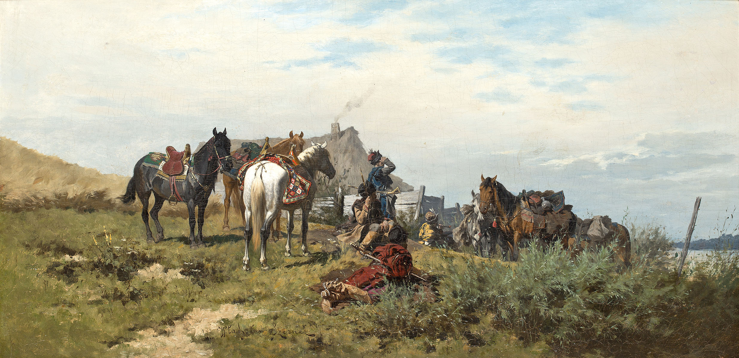 Władysław Szerner (1836-1915), "Na popasie (Czaty)", ok. 1880 roku, źródło: Polswiss Art
