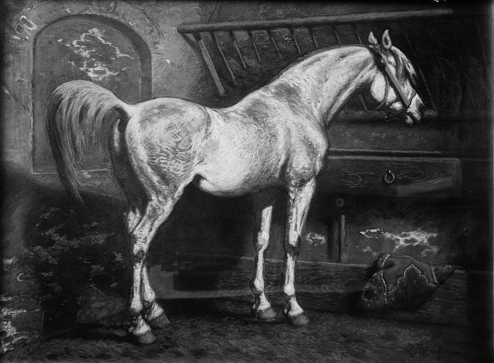 Obraz Ludomira Benedyktowicza "Koń w stajni" sfotografowany przez Natana Kriegera, źródło: Muzeum Krakowa