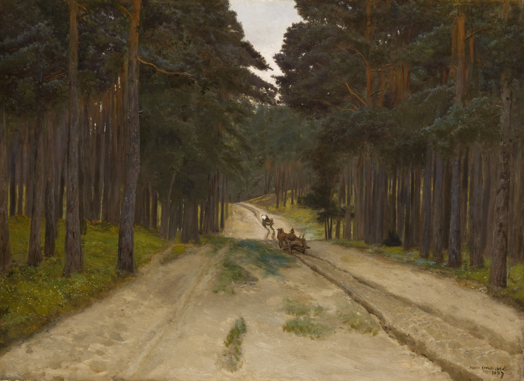 Józef Chełmoński (1849-1914) "Droga w lesie", 1887 rok, źródło: Muzeum Narodowe w Krakowie