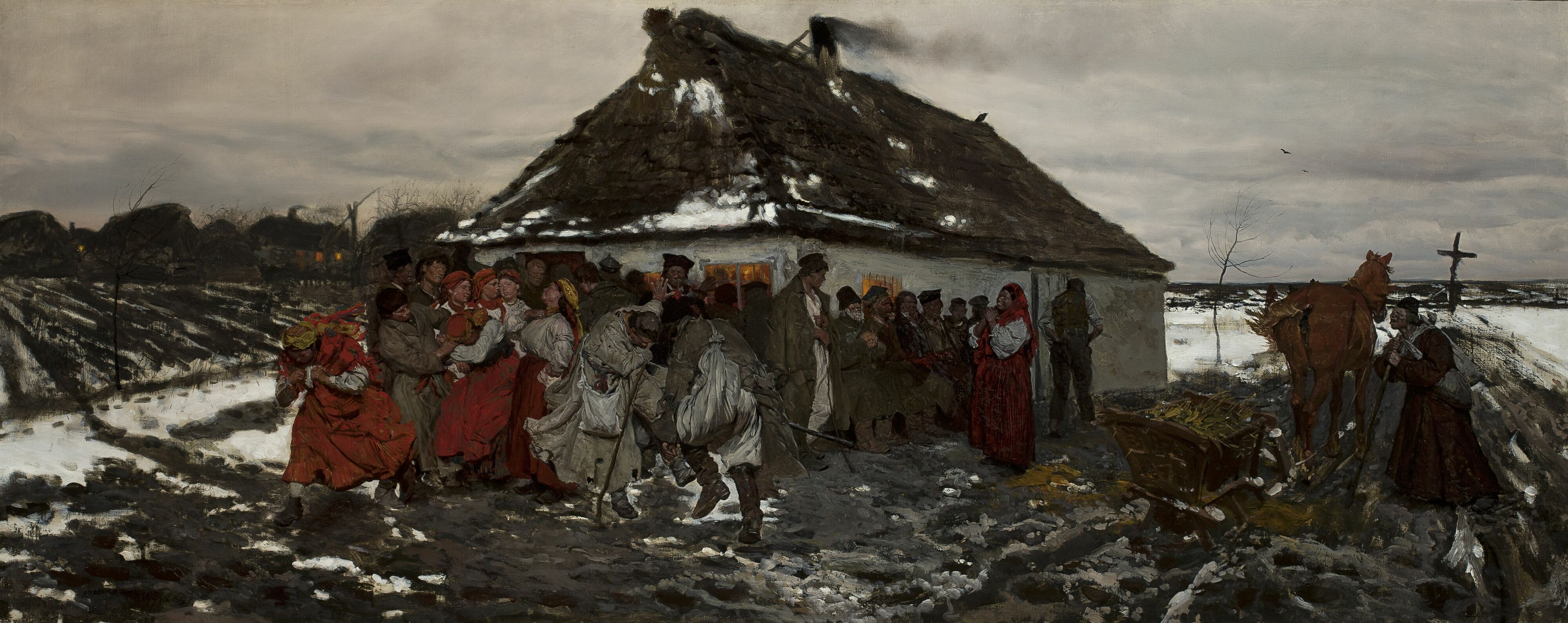 Józef Chełmoński (1849-1914) "Przed karczmą", 1877 rok, źródło: Muzeum Narodowe w Warszawie