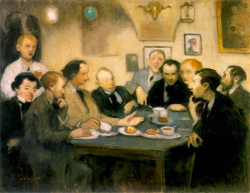Alfons Karpiński (1875-1961), „Portret malarzy w Jamie Michalikowej”, ok. 1905 roku, olej/płótno; 75 x 97 cm, źródło: Muzeum Narodowe we Wrocławiu