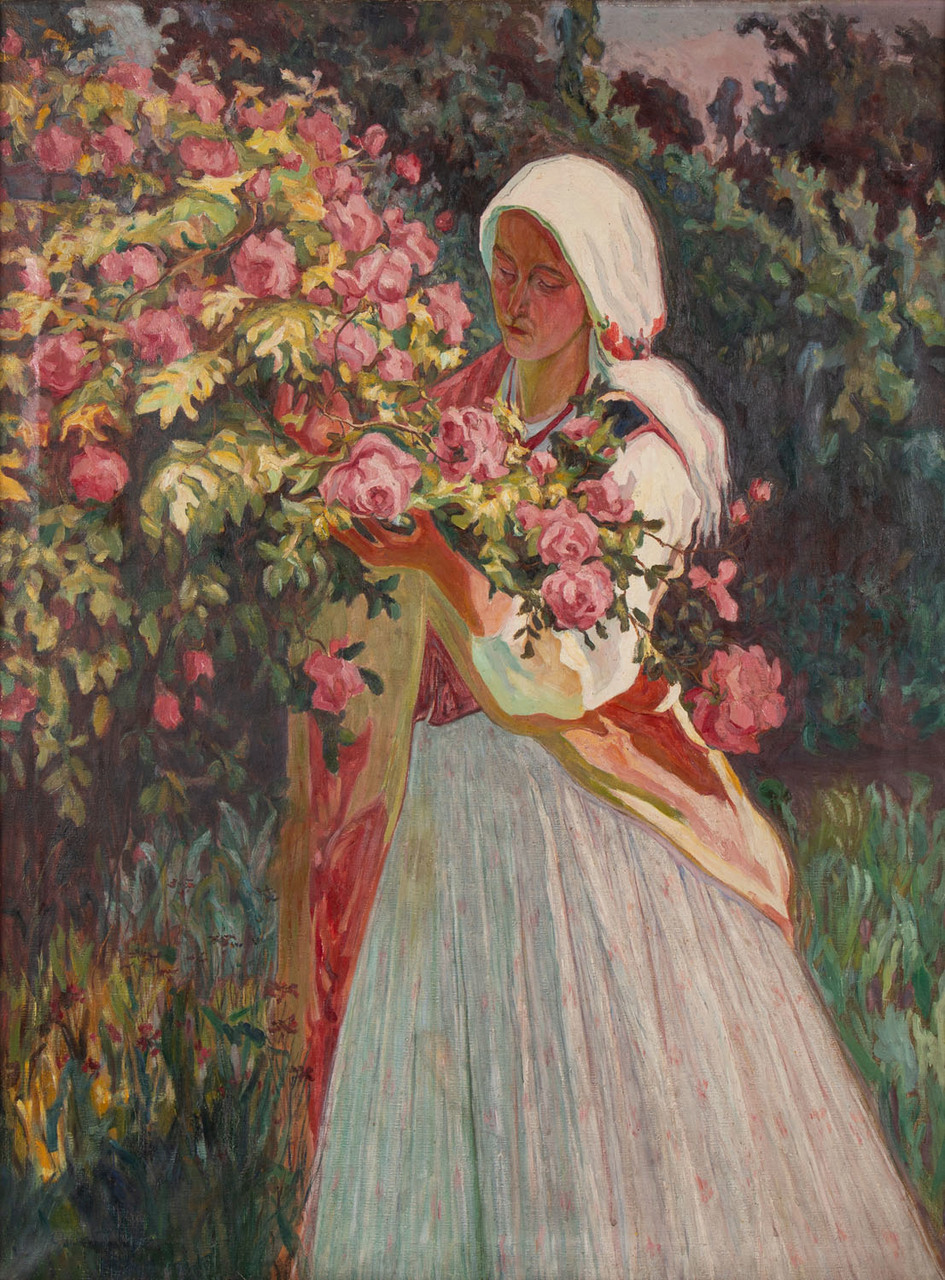 Ołeksa Nowakiwski (1872-1935), "Portret kobiety w ogrodzie różanym", źródło: Desa Unicum