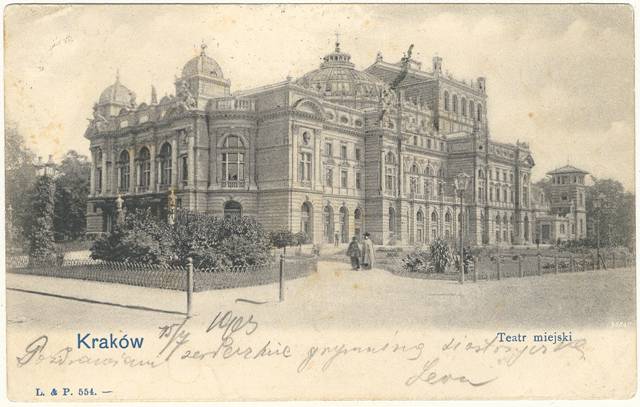 Teatr Miejski w Krakowie, karta pocztowa, około 1903 roku, źródło: Archiwum Teatru im. J. Słowackiego