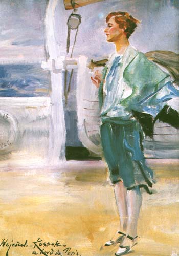 Wojciech Kossak (1856-1942), "Portret Mrs. U.", 1927 rok, obraz malowany na pokładzie statku „Paris” w drodze z Nowego Jorku do Europy, źródło: Agra-Art