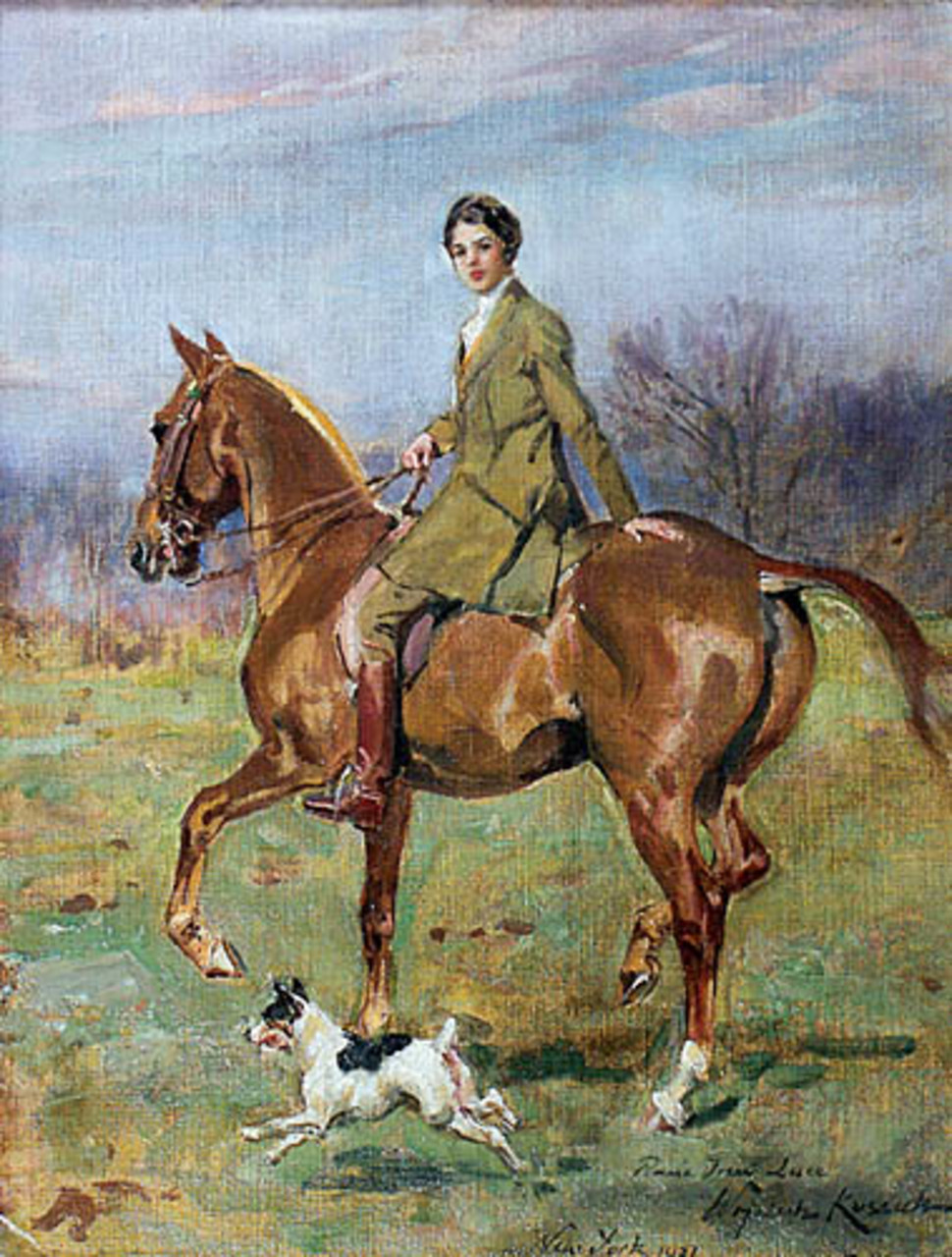 Wojciech Kossak (1856-1942), "Portret panny Ireny Luca na koniu", Nowy Jork, 1921 rok, źródło: Desa Unicum
