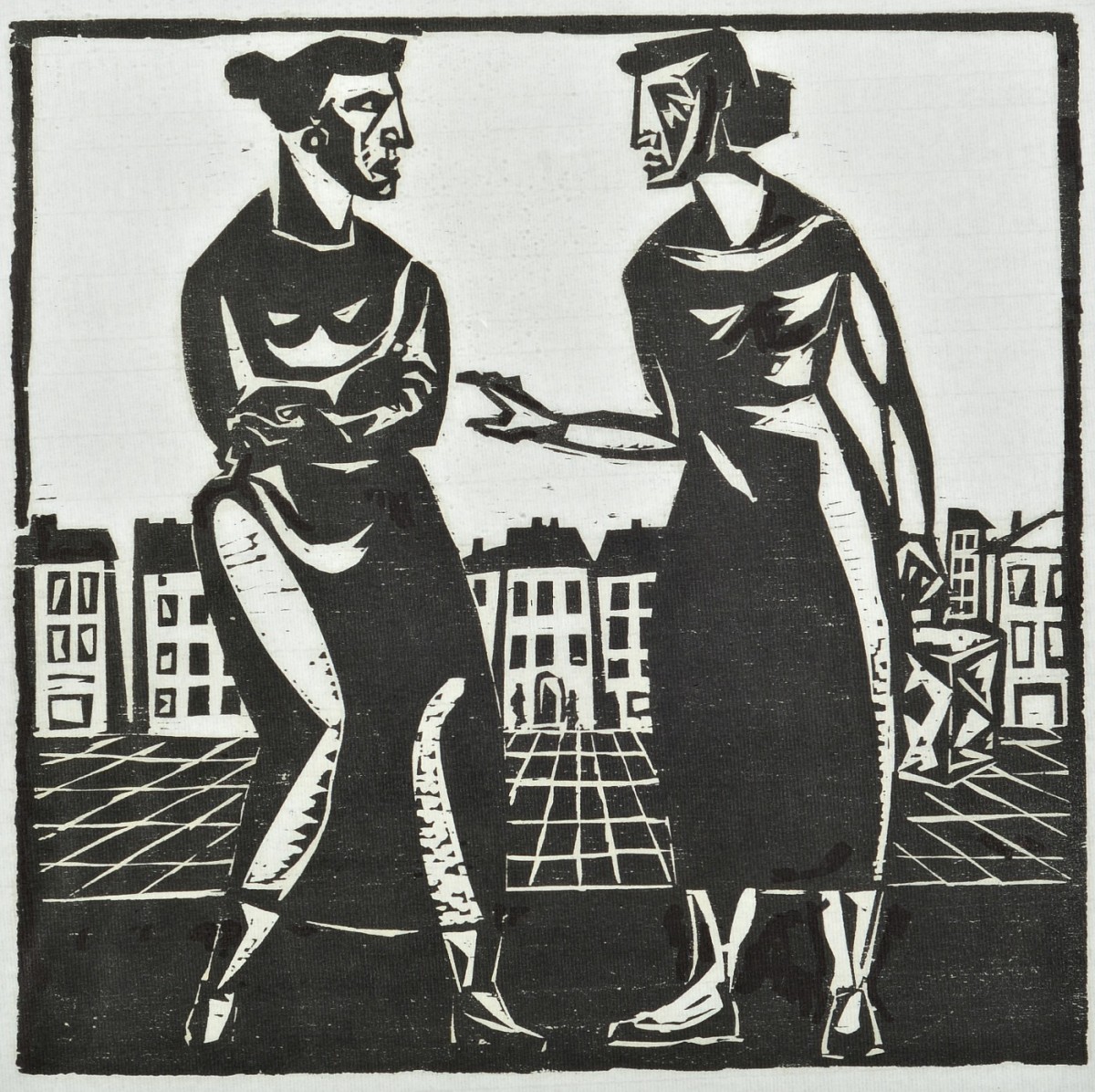 Jonasz Stern (1904-1998), „Dwie kobiety” z cyklu „Motywy Krakowa”, około 1935 roku, źródło: Galeria Sztuki ATTIS