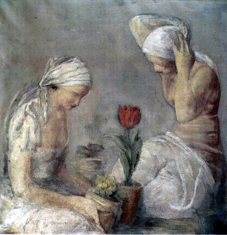 Leopold Gottlieb (1879-1934), „Kobiety i tulipan”, 1934 rok, źródło: Muzeum Narodowe w Krakowie