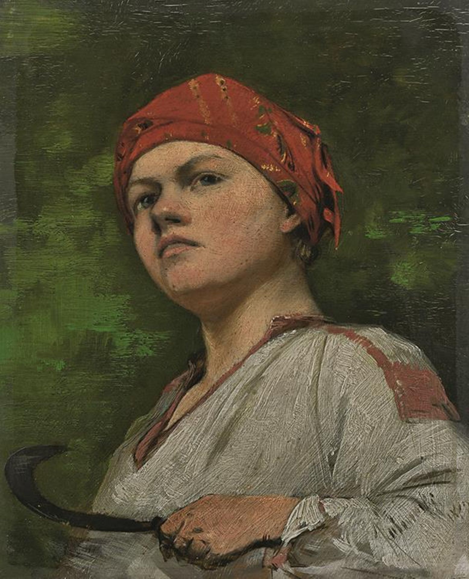 Roman Kochanowski (1857-1945) "Wiejska dziewczyna z sierpem", źródło: Scheublein Art & Auktionen
