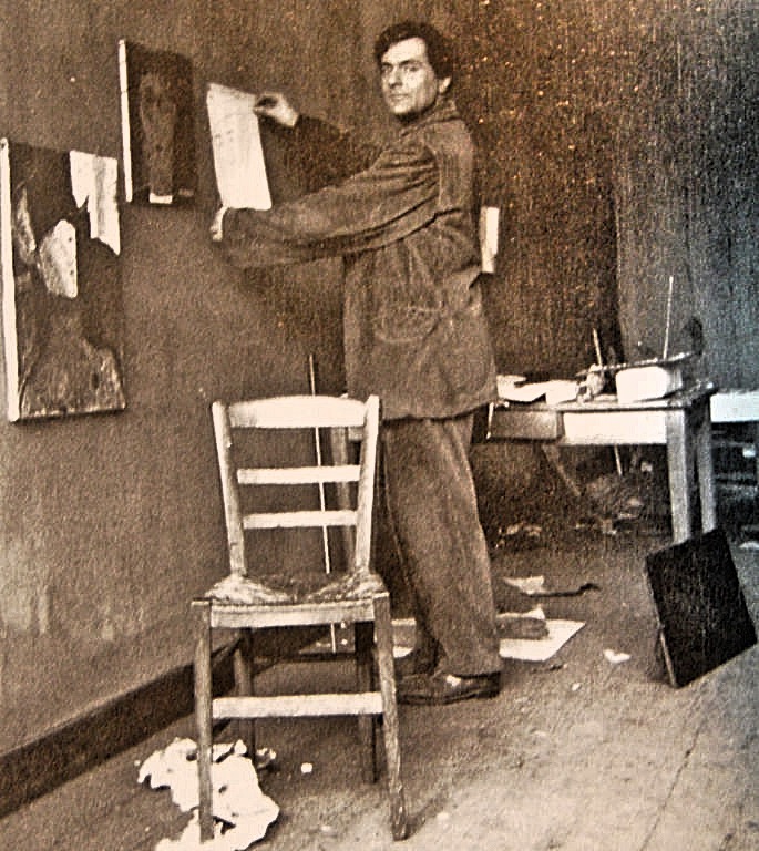 Modigliani w swoim paryskim studiu, fot. Paul Guilliaume, 1915 rok