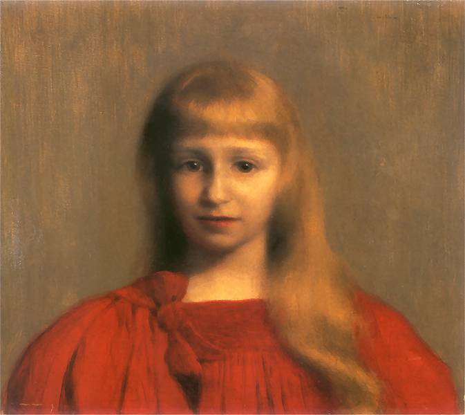 Józef Pankiewicz (1866-1940), „Dziewczynka w czerwonej sukni”, 1897 rok, źródło:Muzeum Narodowe w Krakowie