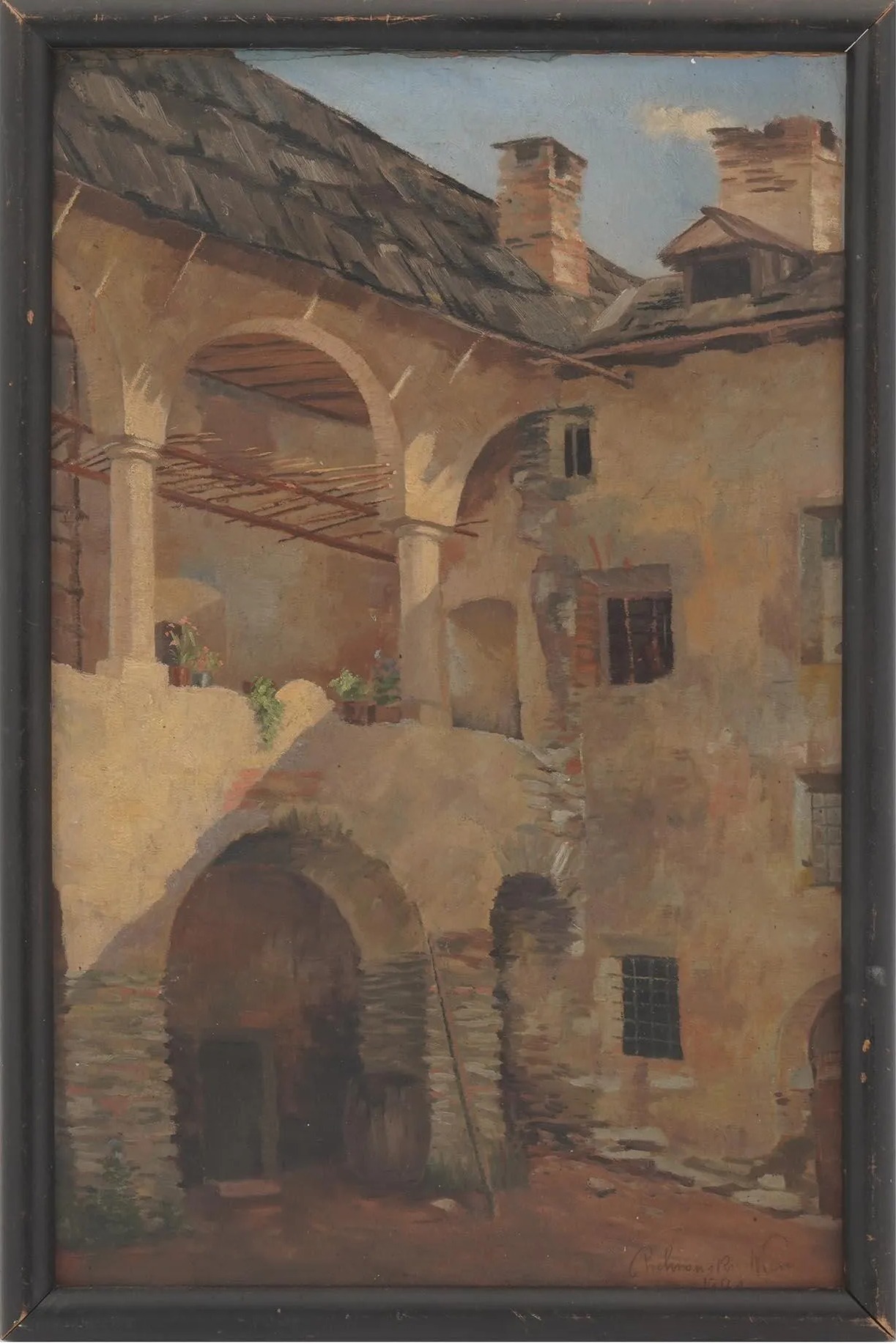 Józef Chełmoński (1849-1914) „Miejski zaułek”, źródło: Antique Arena Inc.