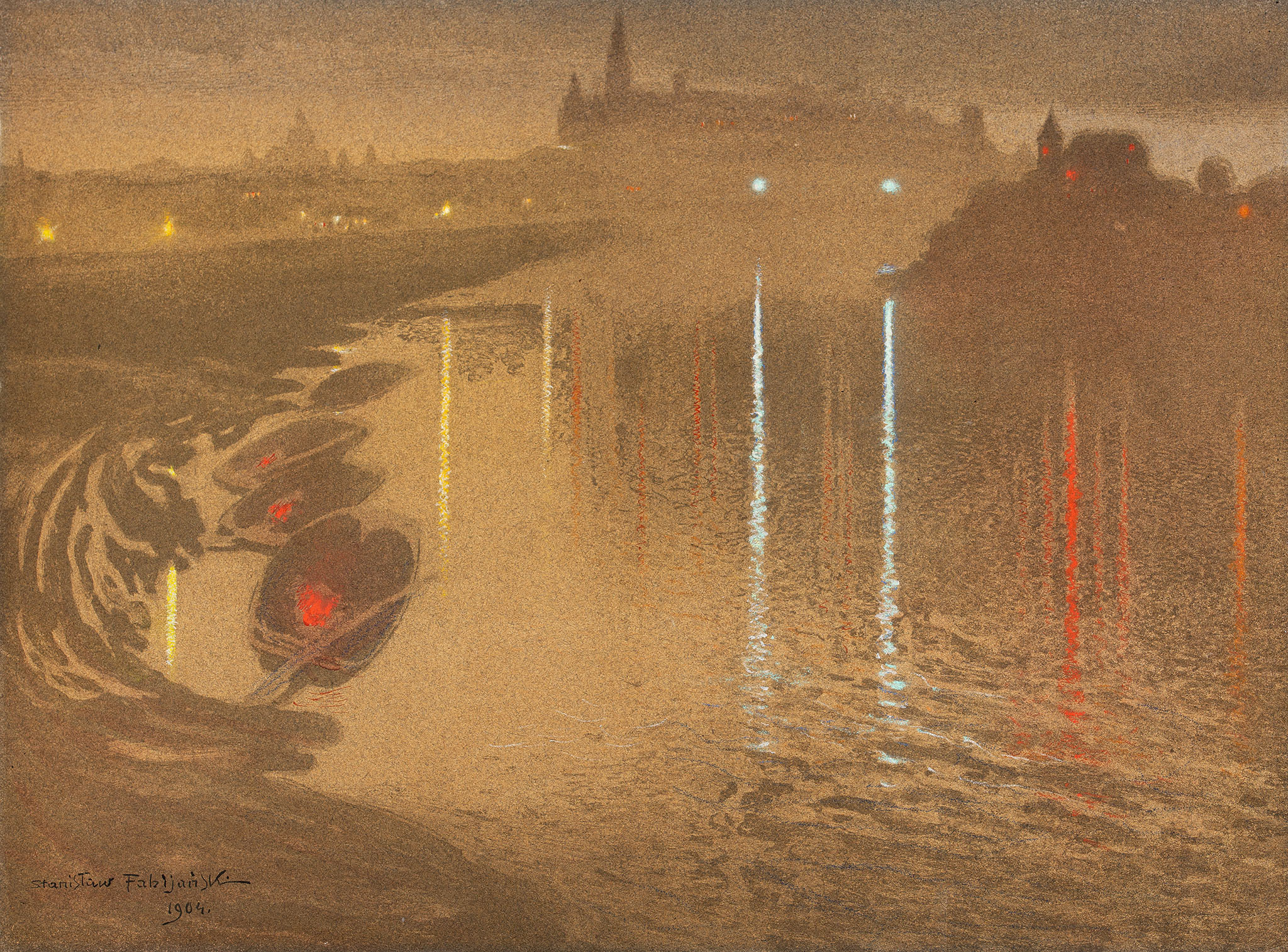 Stanisław Ignacy Fabijański (1865-1947) "Nokturn. Wisła pod Wawelem", 1904 rok, źródło: Salon Dzieł Sztuki Connaisseur