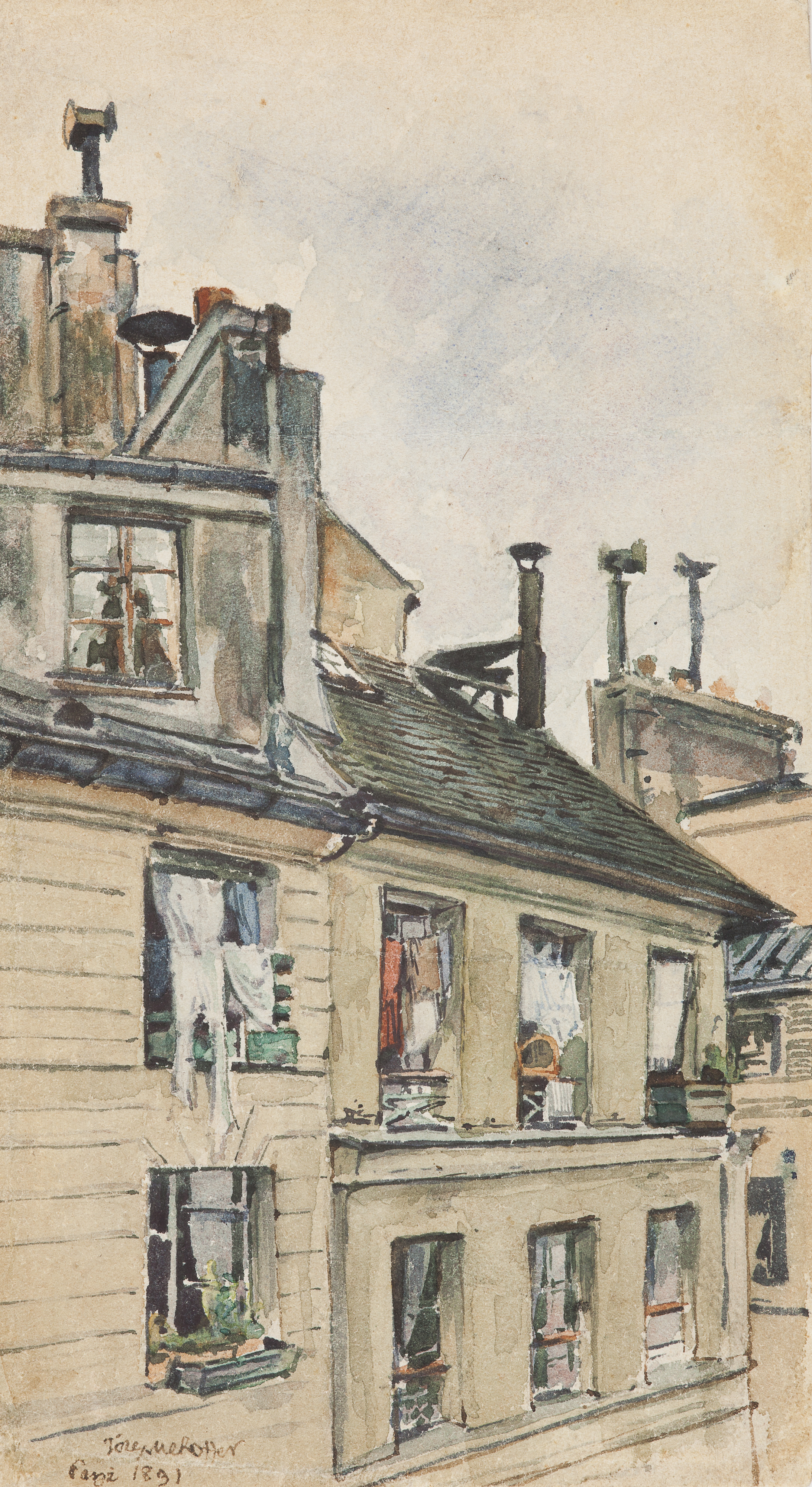 Józef Mehoffer (1869-1946), "Widok z okna pracowni  Mehoffera i Wyspiańskiego w Paryżu", 1891 rok, źródło: Muzeum Narodowe w Krakowie