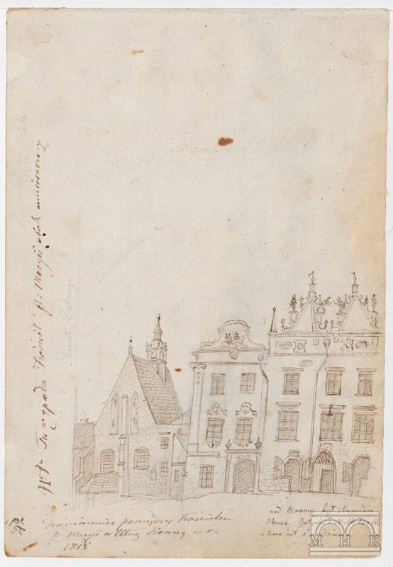 Józef Brodowski (1781-1853) "Kamienice przy Rynku", 1818 rok, źródło: Muzeum Krakowa