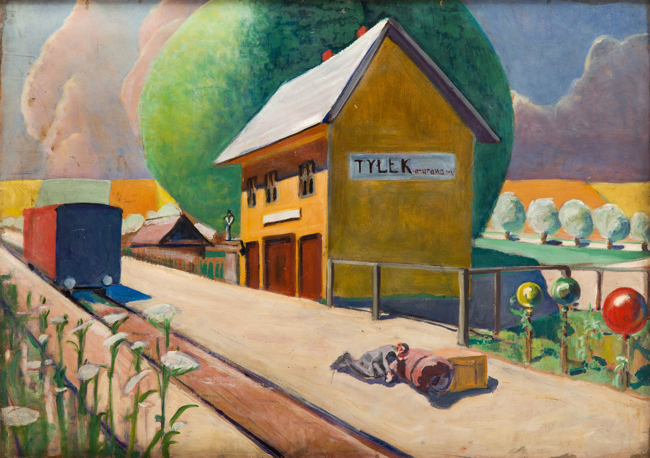 Rafał Malczewski (1892-1965), "Stacja Tyłek", ok. 1930 rok, olej, źródło: Desa Unicum