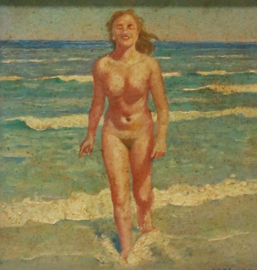 Józef Chełmoński (1849-1914) "Muza w kąpieli", źródło: Austin Auction Gallery