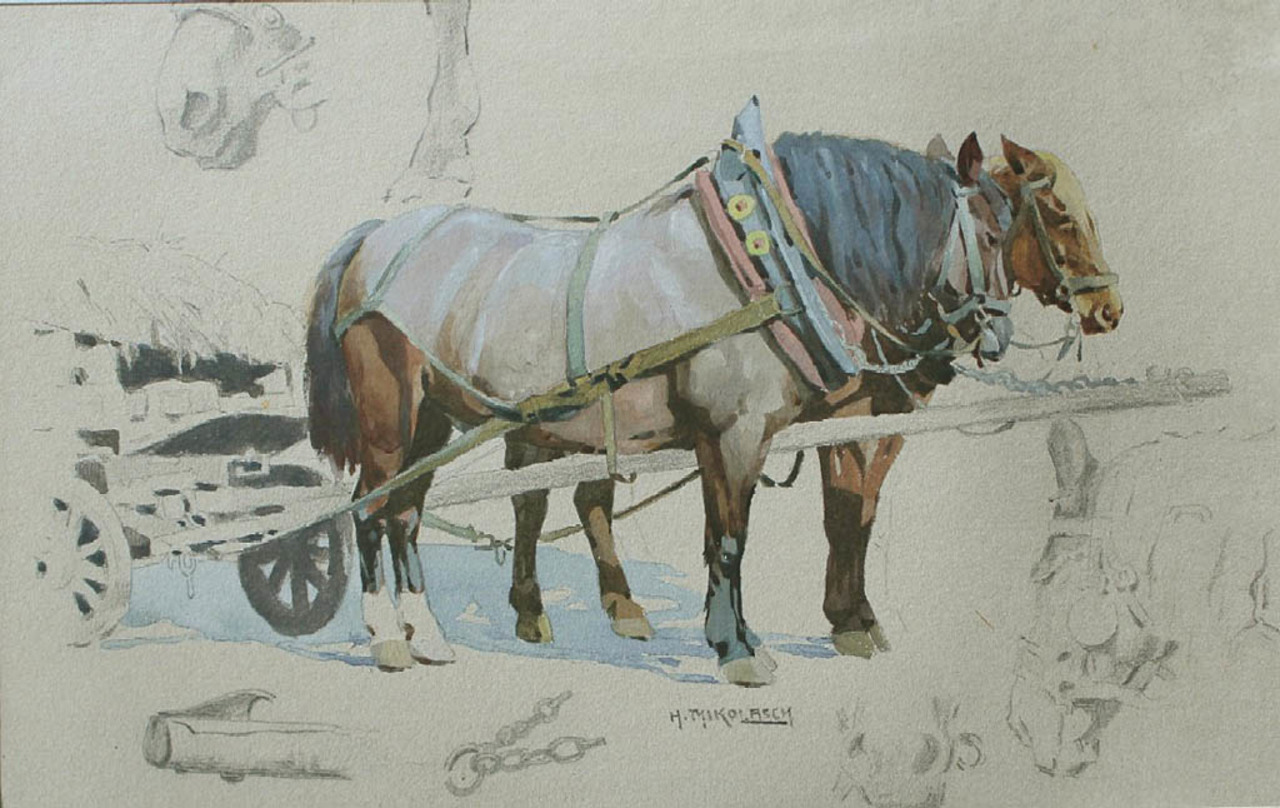 Henryk Mikolasch (1872-1931), „Zaprzęg”, źródło: Rynek Sztuki