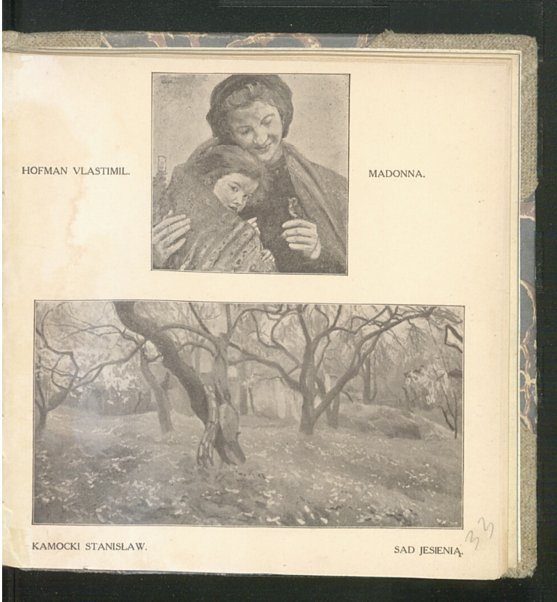 Obrazy Wlastimila Hofmana i Stanisława Kamockiego reprodukowane w katalogu Wystawy Niezależnych, 1911 rok, źródło: Polona