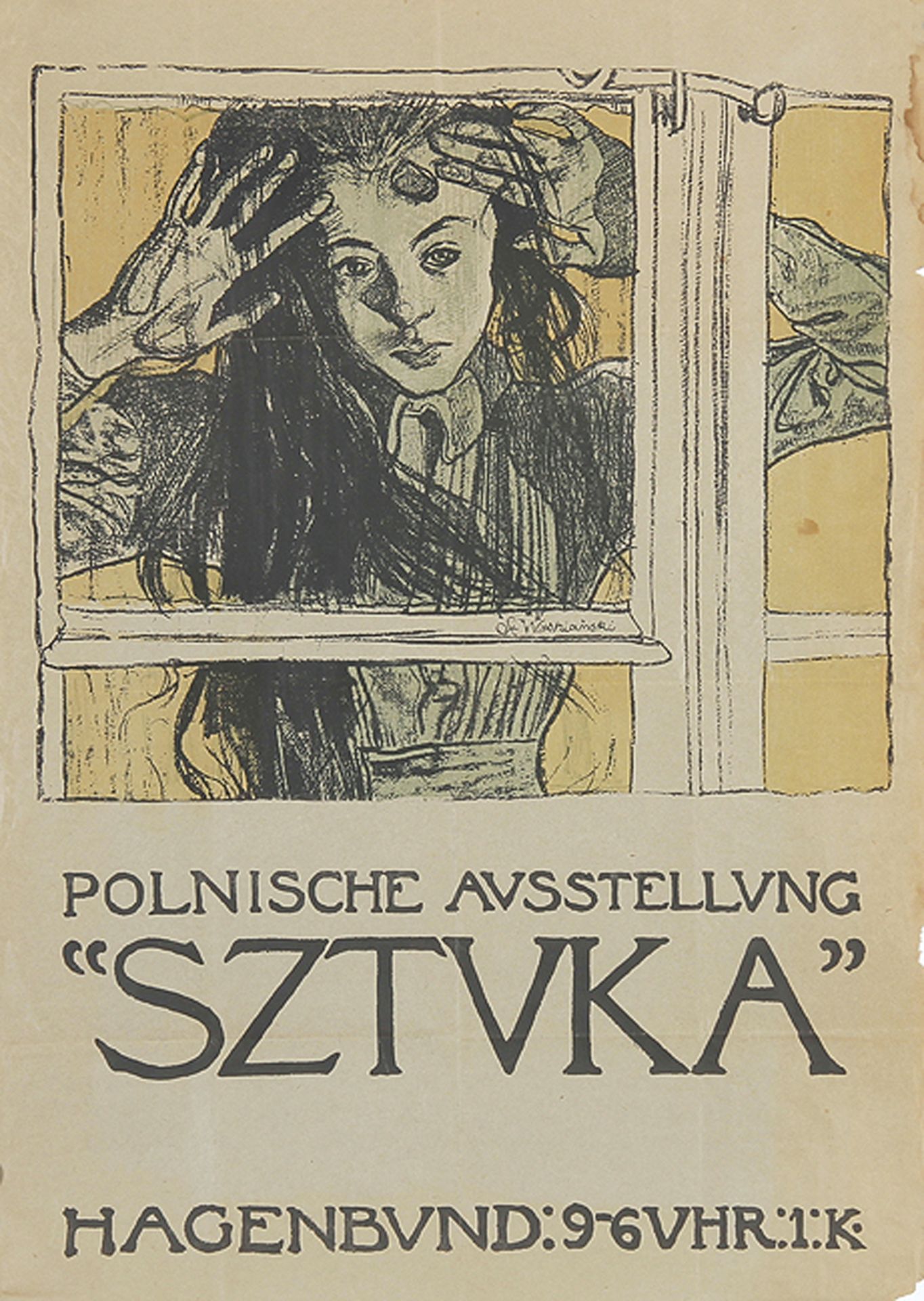 Stanisław Wyspiański (1869-1907) "Wnętrze [Dziewczynka za oknem]", źródło: Winterberg Auktionen