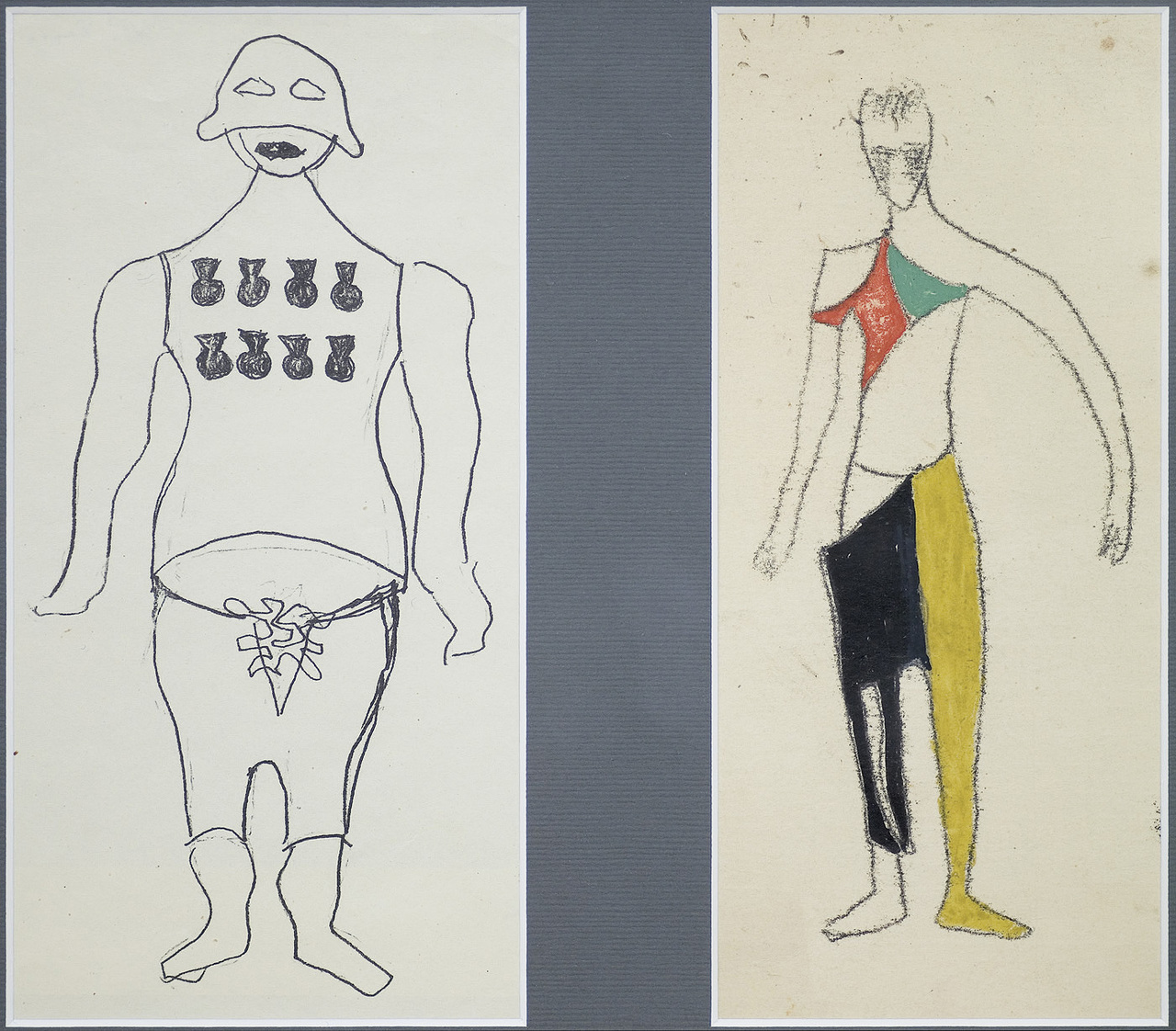 Maria Jarema (1908-1958), Dwa szkice kostiumów do „Mątwy” Witkacego, 1956 rok, źródło: AgraArt