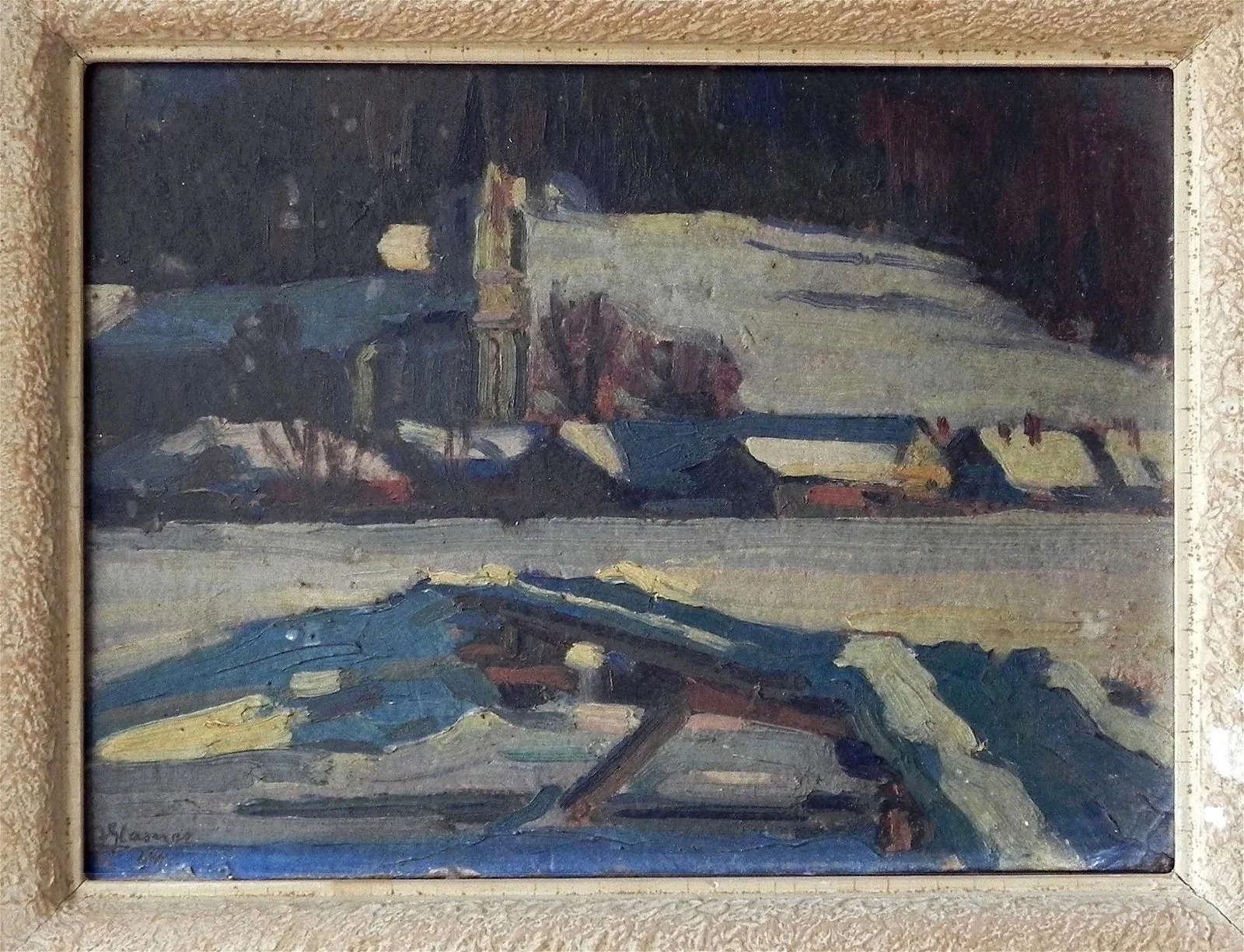 Jakub Glasner (1879-1942) „Pejzaż zimowy z okolic Bielska”, źródło: Yair Art Gallery