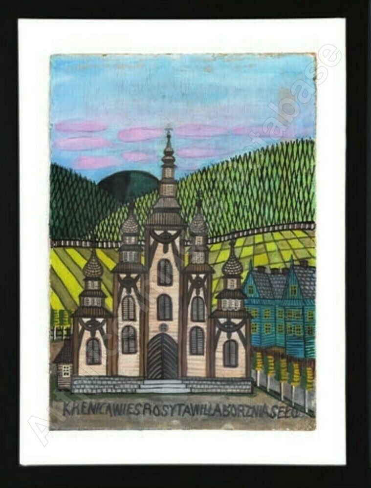 Nikifor Krynicki (1895-1968) "Cerkiew", źródło: Slotin Folk Art Auction
