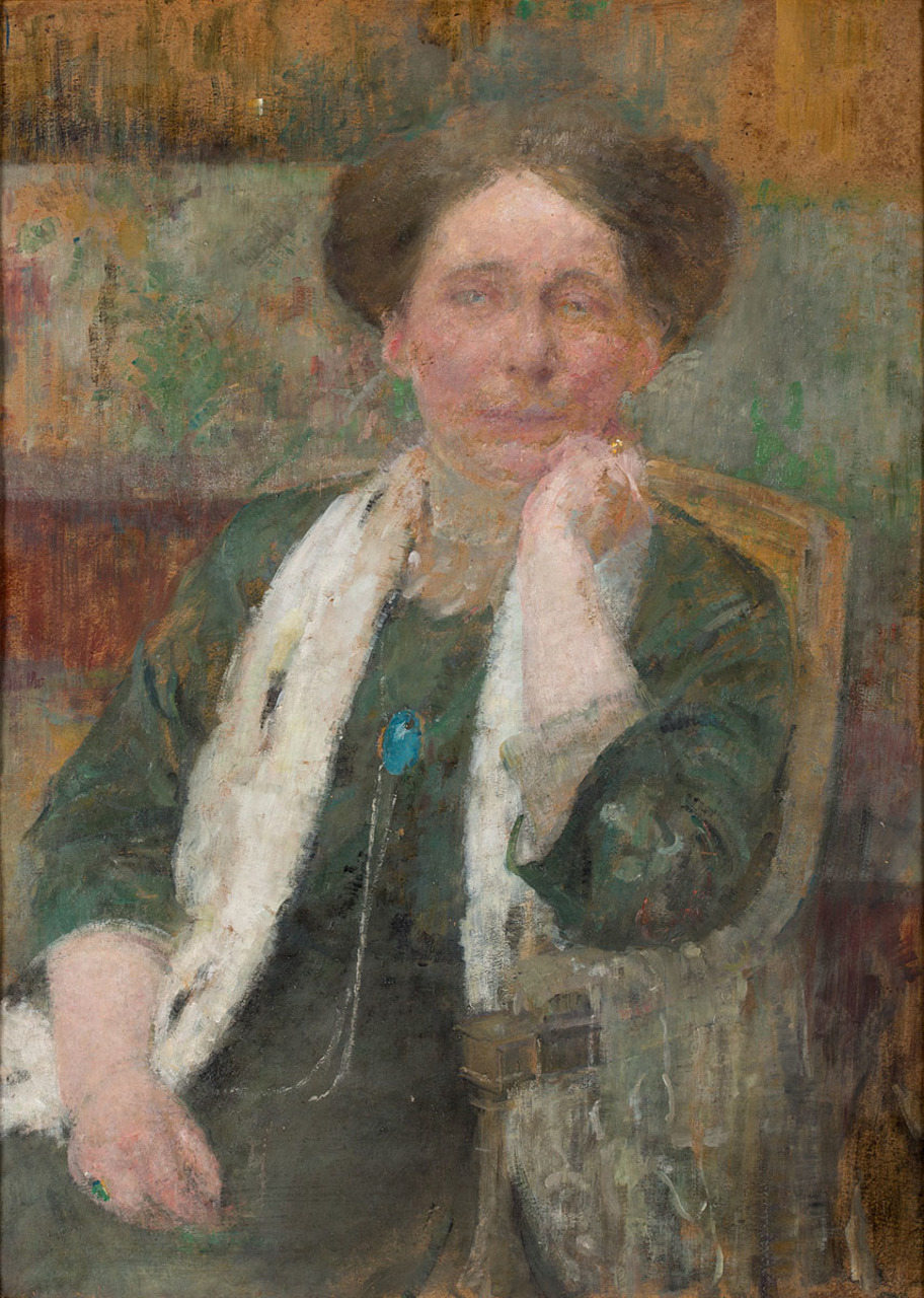 Olga Boznańska (1865-1940), "Portret kobiety w szalu", ok. 1912-13 rok ,wystawa Pittsburgh, źródło: Polswiss Art