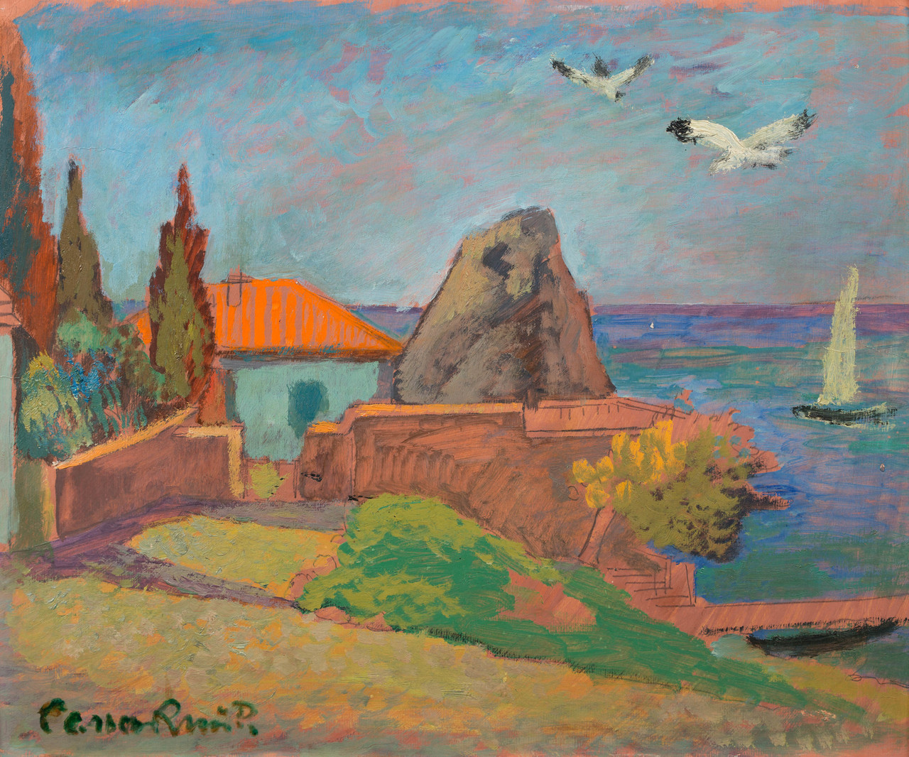 Roman Sielski (1903-1990), "Pejzaż nadmorski", olej, źródło: Polswiss Art
