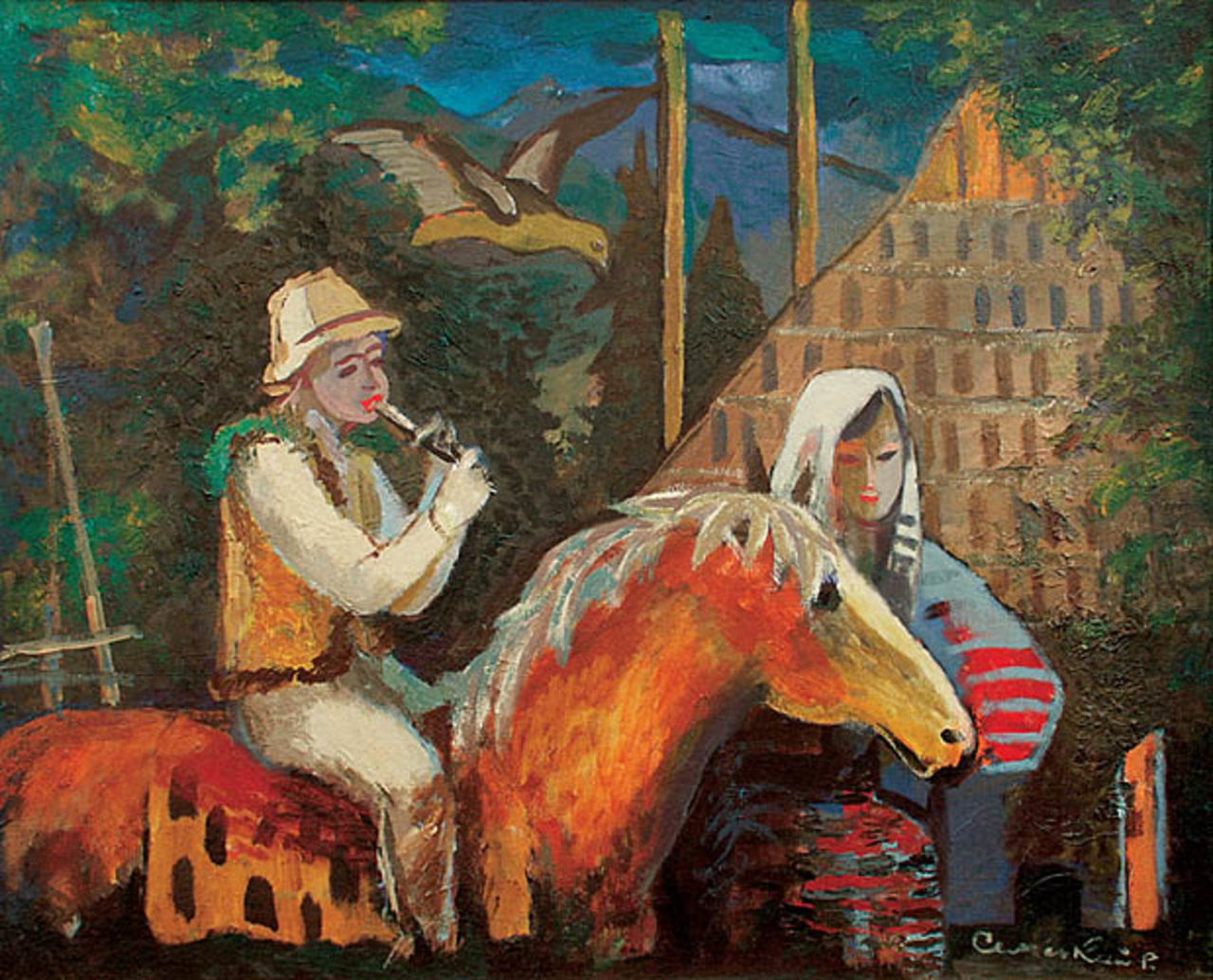 Roman Sielski (1903-1990), "Scena huculska", olej, źródło: Rempex