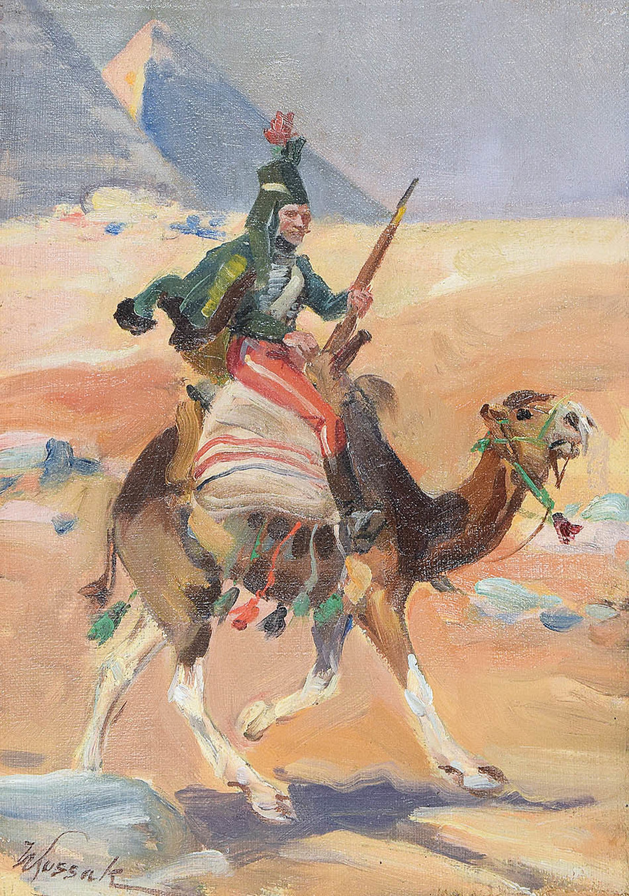 Wojciech Kossak (1856-1942), "Huzar napoleoński na wielbłądzie", 1912 rok, źródło: Salon Connaisseur