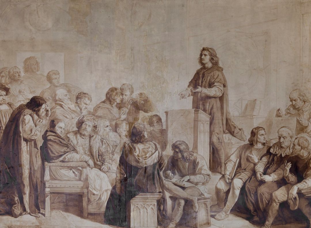 Wojciech Gerson (1831-1901), „Kopernik w Rzymie”, szkic do obrazu, źródło: Muzeum Warmii i Mazur