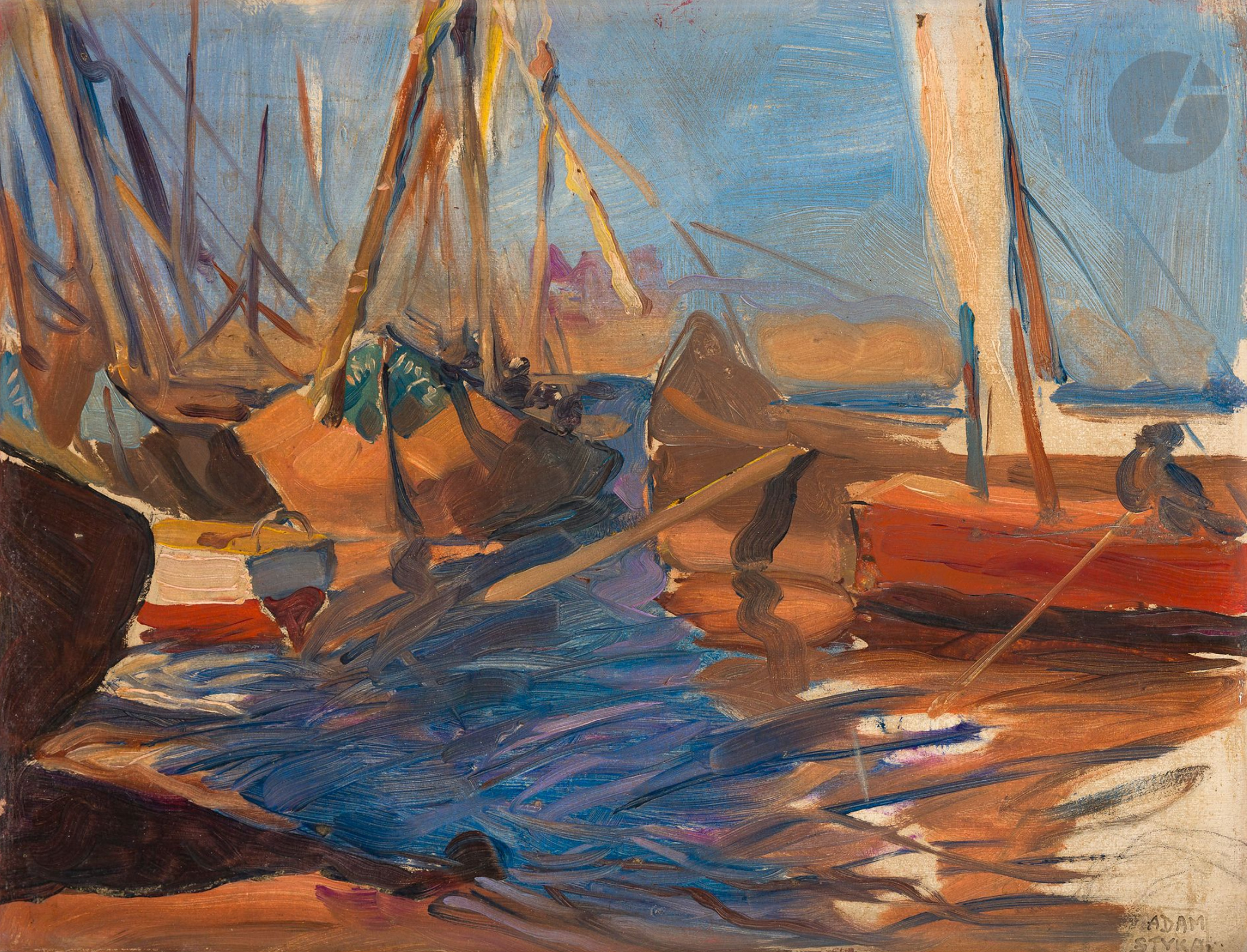Adam Styka (1890-1959) "Barki na Nilu koło Asuanu", źródło: Ader