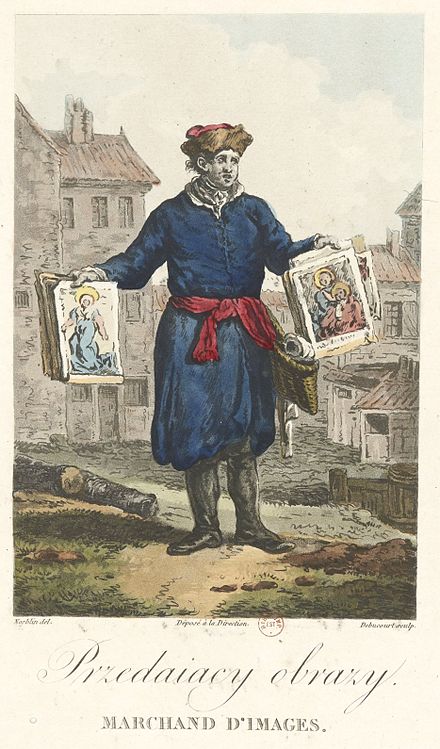 J. P. Norblin, „Sprzedający obrazy”, źródło: Bibliothèque nationale de France
