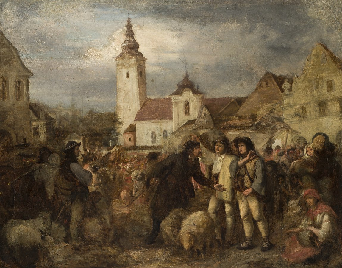 Aleksander Kotsis (1836–1877), „Targ w Nowym Targu”, źródło: Muzeum Narodowe w Krakowie