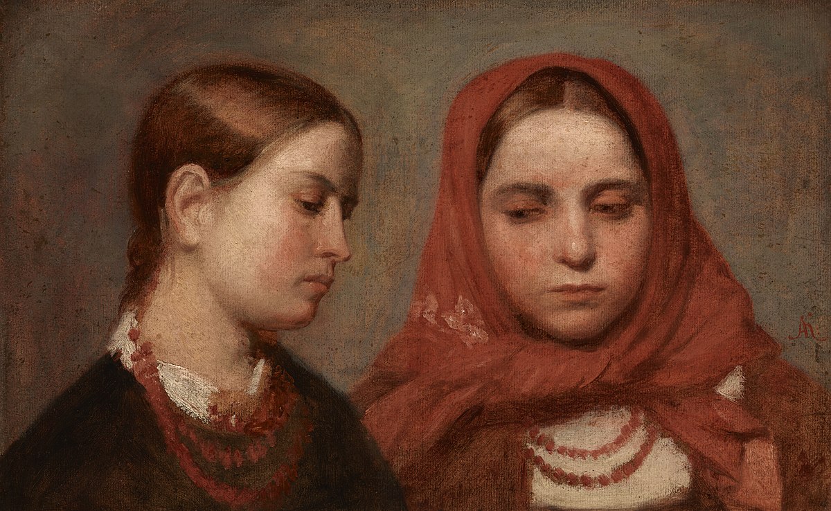 Aleksander Kotsis (1836–1877), „Głowy dwóch dziewcząt”, około 1870 roku, źródło: Muzeum Narodowe w Krakowie