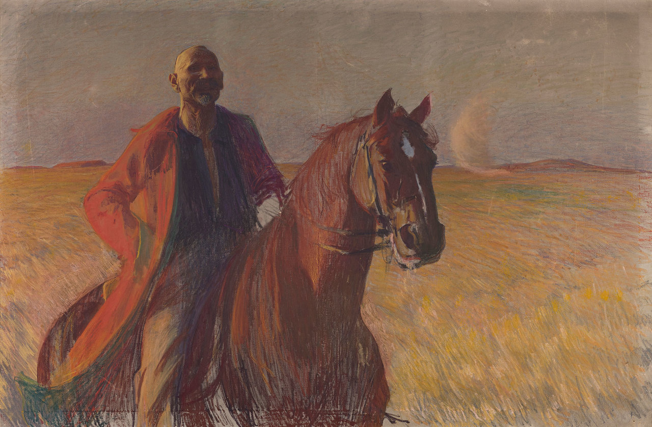 Leon Wyczółkowski (1852-1936) "Autoportret / Powitanie stepów", 1892 rok, źródło: Polswiss Art