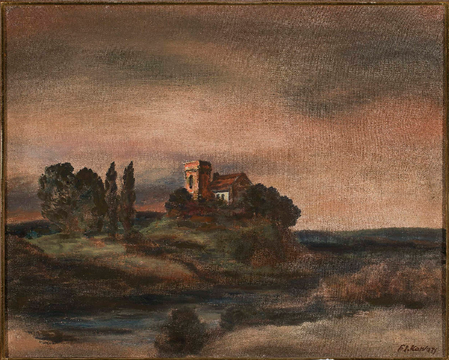 Felicjan Szczęsny Kowarski (1890-1948), „Krajobraz z ruinami na wzgórzu”, źródło: Muzeum Narodowe w Warszawie