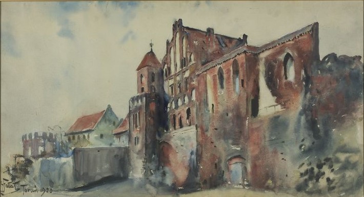Julian Fałat (1853-1929), "Zamek Krzyżacki w Toruniu", 1920 rok, źródło: Muzeum Narodowe w Warszawie
