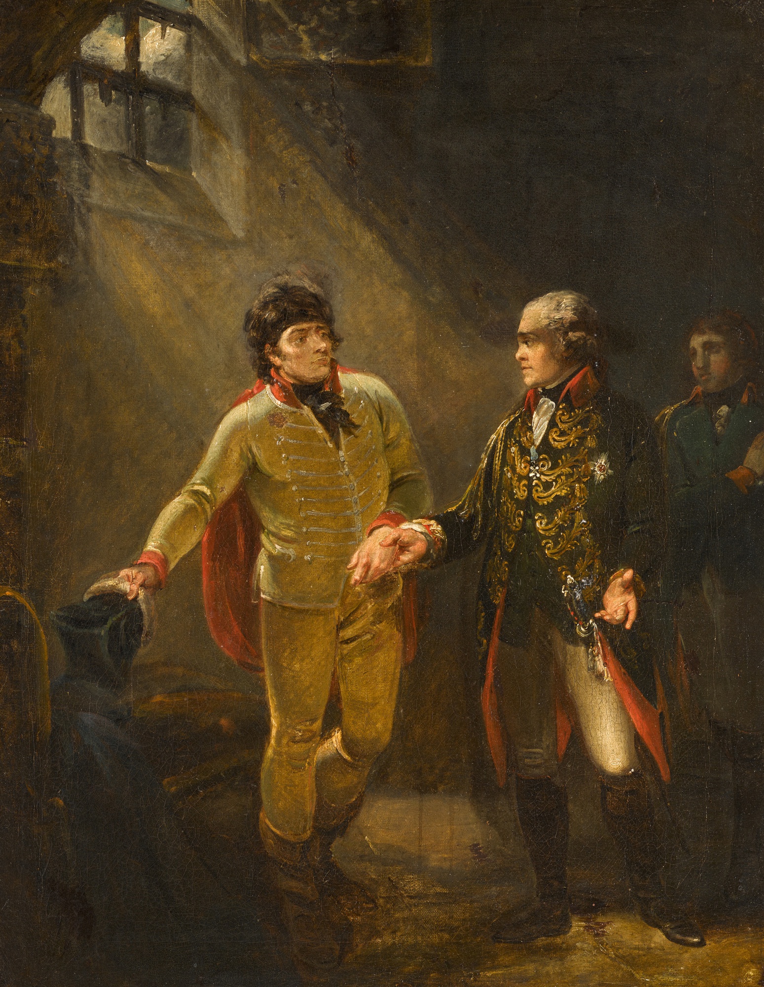 Henry Singleton  (1766–1839) "Cesarz Rosji Paweł I uwalniający generała Kościuszkę, 1797", źródło: Sotheby's