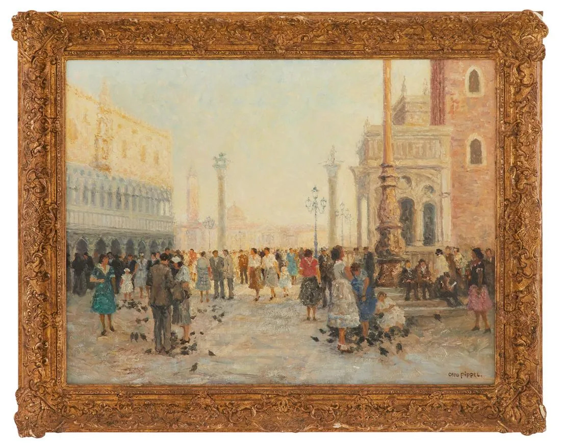 Otto Eduard Pippel (1878-1960) "Plac św. Marka w Wenecji o zachodzie słońca", źródło: New Orleans Auction Galleries