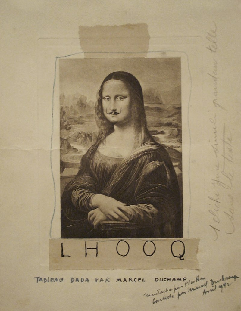 Marcel Duchamp (1887-1968), "L.H.O.O.Q.", 1919 rok, pierwszy raz opublikowany w "391" w 1920 roku