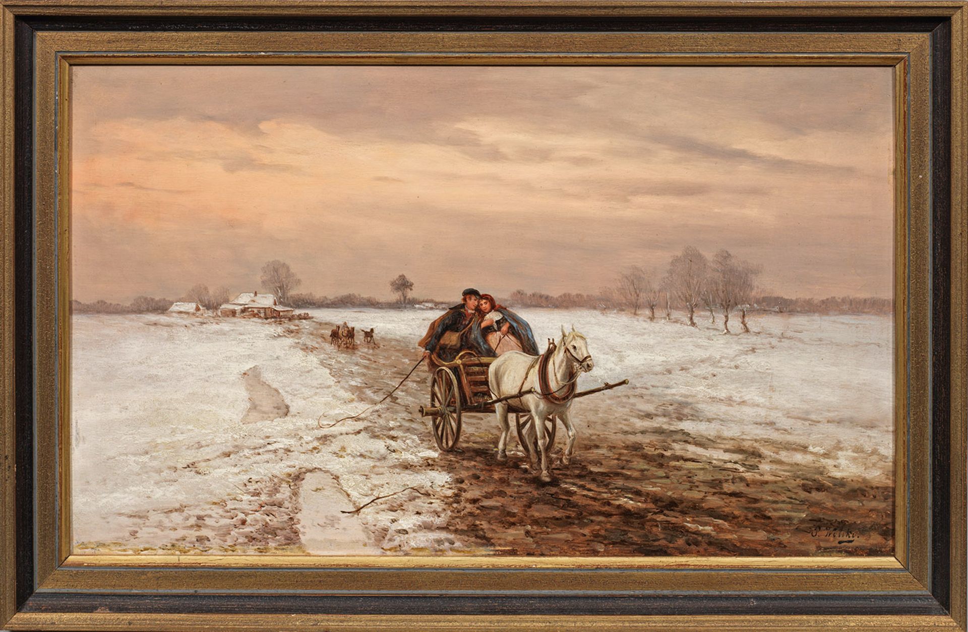 Stanisław Pomian Wolski (1859 - 1894) "Zimowy pejzaż z zaprzęgiem", źródło: Kunstauktionshaus Schloss Ahlden