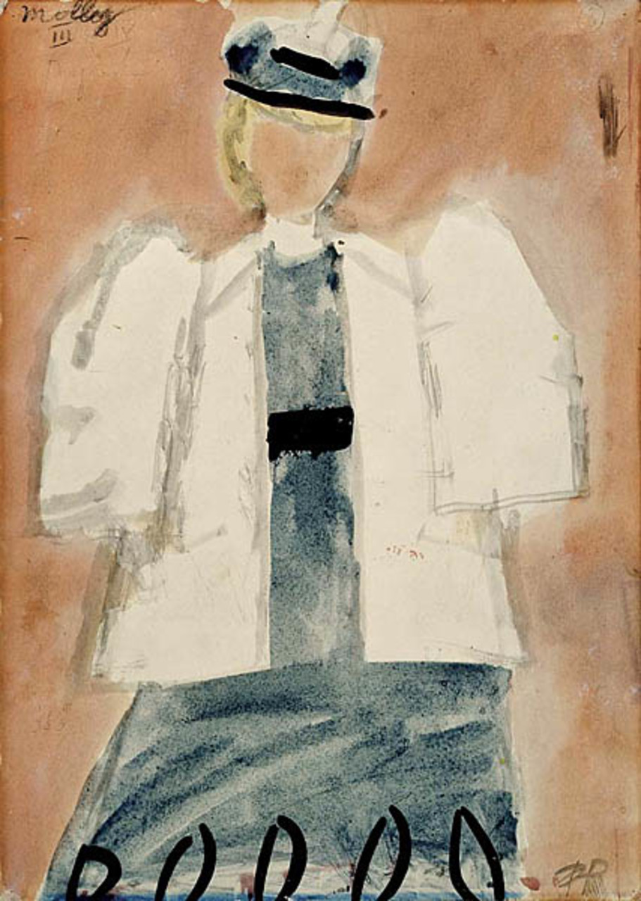 Piotr Potworowski (1898-1962), Projekt kostiumu Molly do sztuki „Pośredniczka matrymonialna”, 1959 rok, źródło: Piękna Gallery
