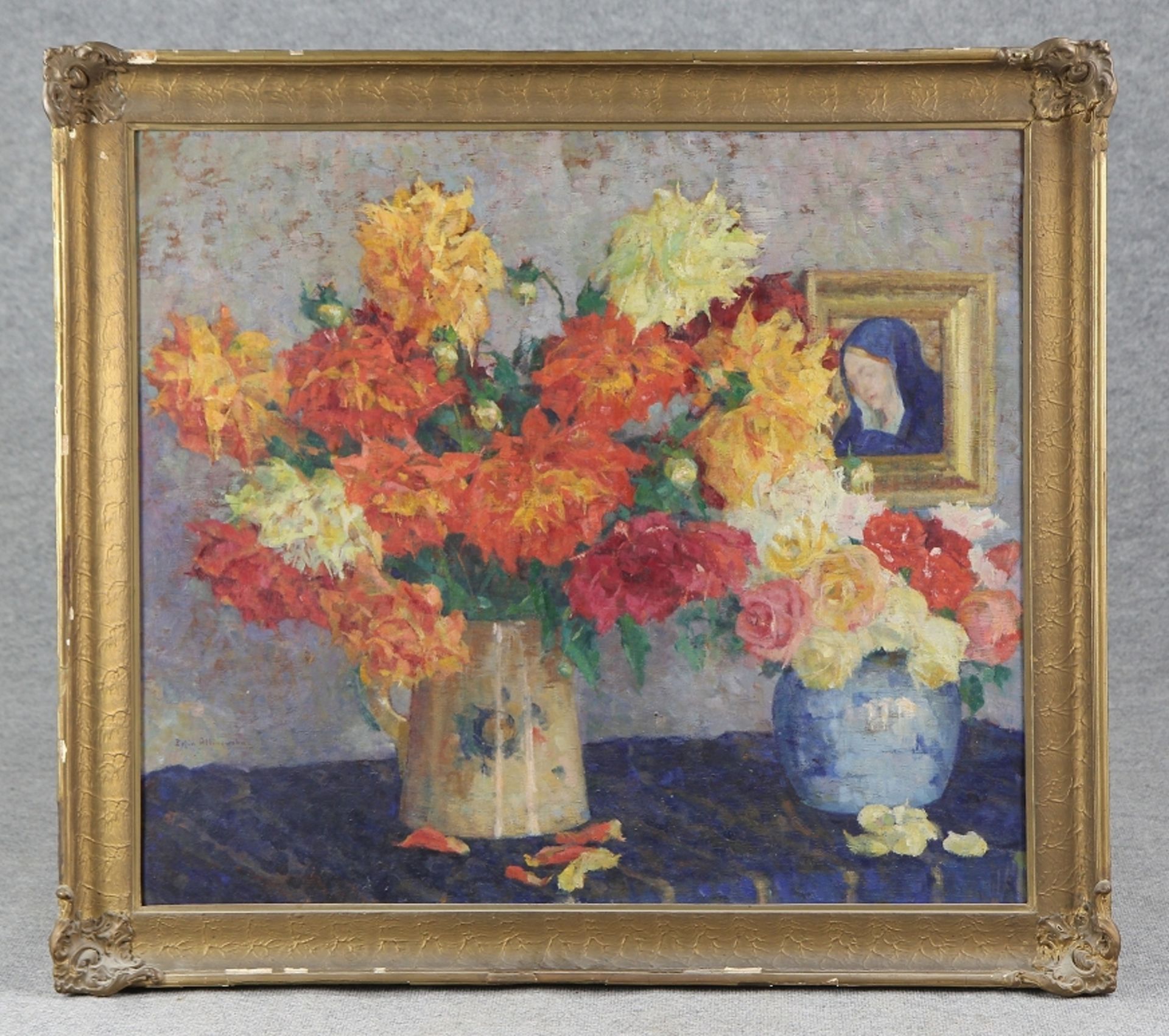 Zofia Albinowska Minkiewiczowa (1886-1972) "Kwiaty przed Madonną", źródło: Auktionshaus OWL