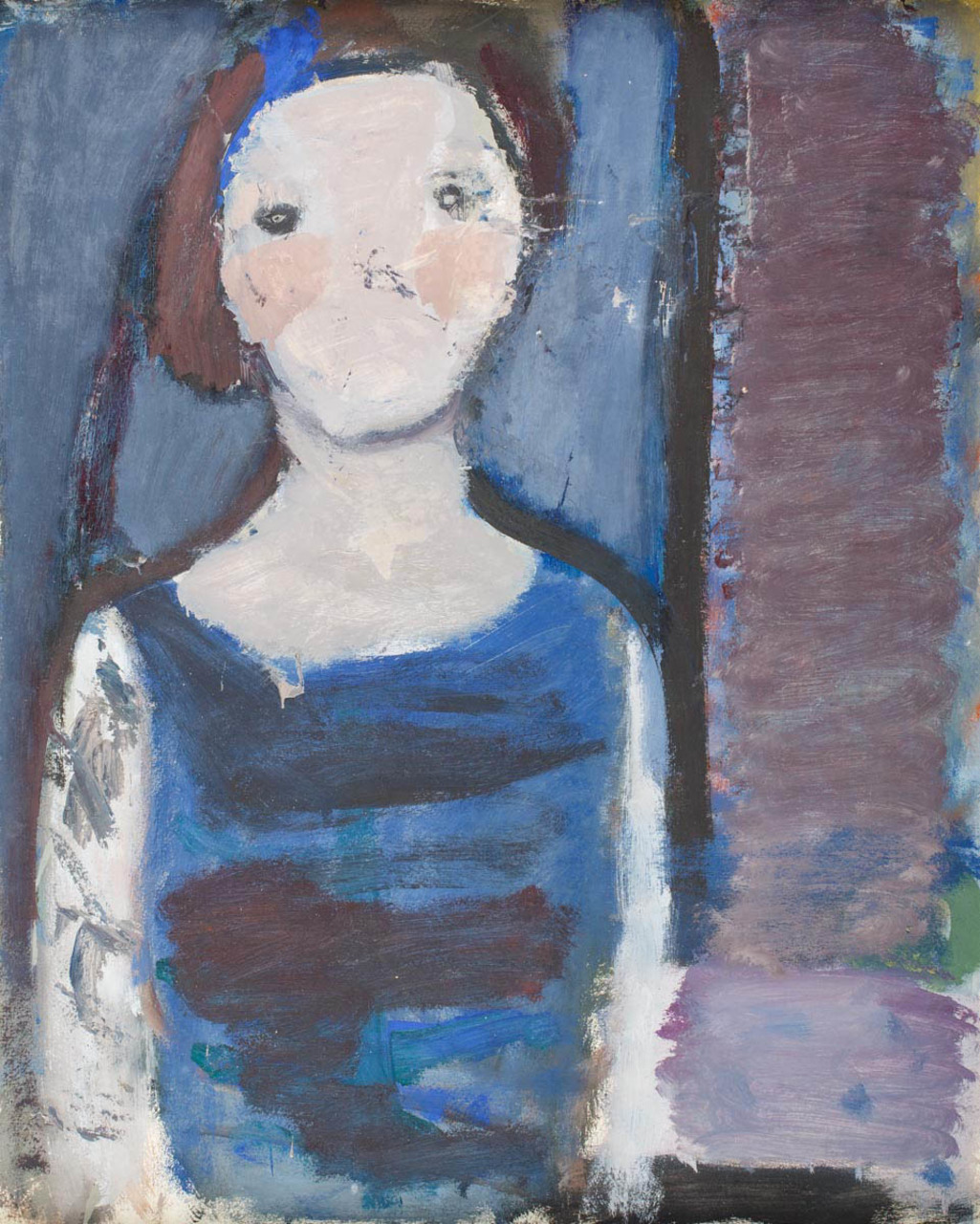 Artur Nacht-Samborski (1898-1974), "Popiersie kobiety w niebieskiej sukni", ok. 1962 roku, źródło: Polswiss Art