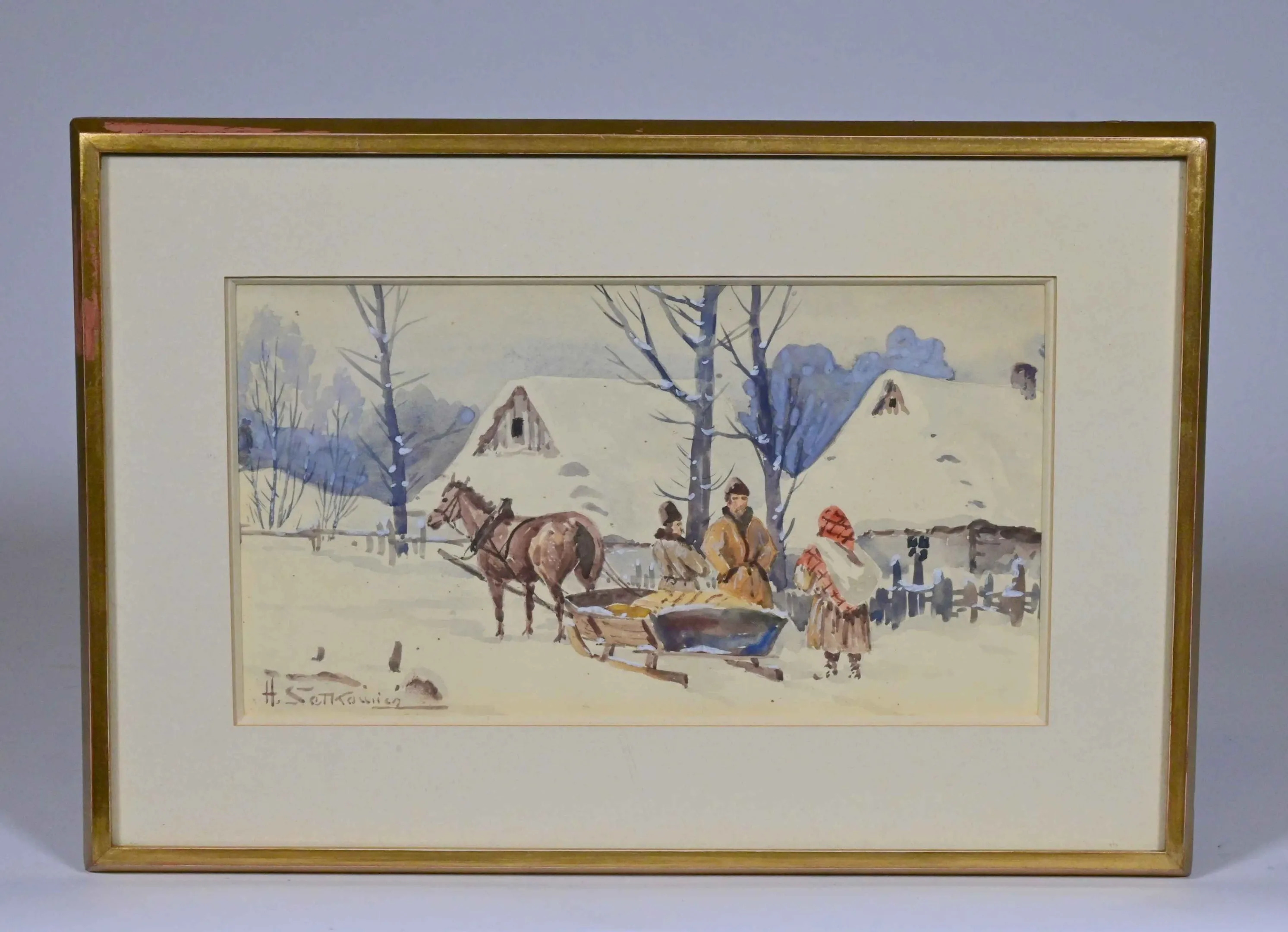 Adam Setkowicz (1876-1945) "Zimowy zaprzęg", źródło: Maître Martial Bournier Sarl ARDENNES ENCHERES